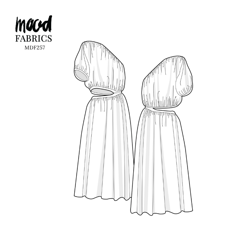 Technical Drawing for Clementine Dress - perfect for Free Transitional Spring Pattern Sewing Project Ideas. Free Sewing Pattern PDF from Mood Fabrics Sewciety Blog.