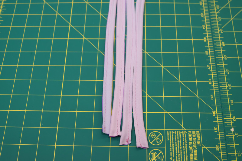 How To Sew Straps Right Sides Together Lengthwise - Silk Charmeuse Print - Mood Fabrics - Alexandrite Sunset Silk Charmeuse Dress Free Sewing Pattern Tutorial - MDF529 - Mood Fabrics Sewciety Blog - Sew the straps right sides together lengthwise.