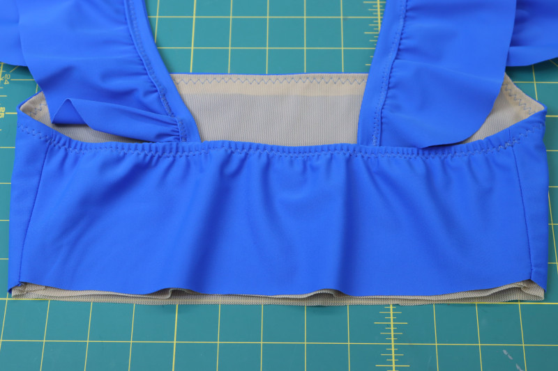 How To Sew Around Entire Neckline - Gutermann Sew All Thread - Mood Fabrics - Azure Tankini Skirt Set Free Sewing Pattern Tutorial - MDF533 - Mood Fabrics Sewciety Blog - Zigzag around the entire neckline.