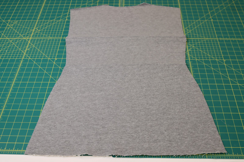 How To Pin Sew Back Pieces - Heather Gray French Terry - Mood Fabrics - Reef Sleeveless Cover Up Free Sewing Pattern Tutorial - MDF535 - Mood Fabrics Sewciety Blog - Pin and sew the back pieces.