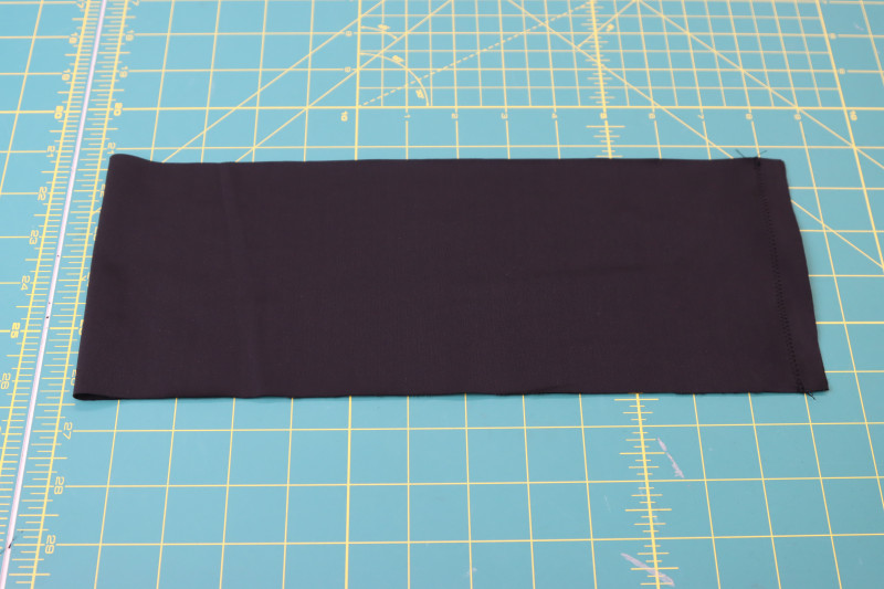 How To Sew Top Waistband Right Sides Together - Recycled Swimwear Tricot - Mood Fabrics - Antikythera One Shoulder Bikini Free Sewing Pattern Tutorial - MDF531 - Mood Fabrics Sewciety Blog - Sew the top waistband right sides together.