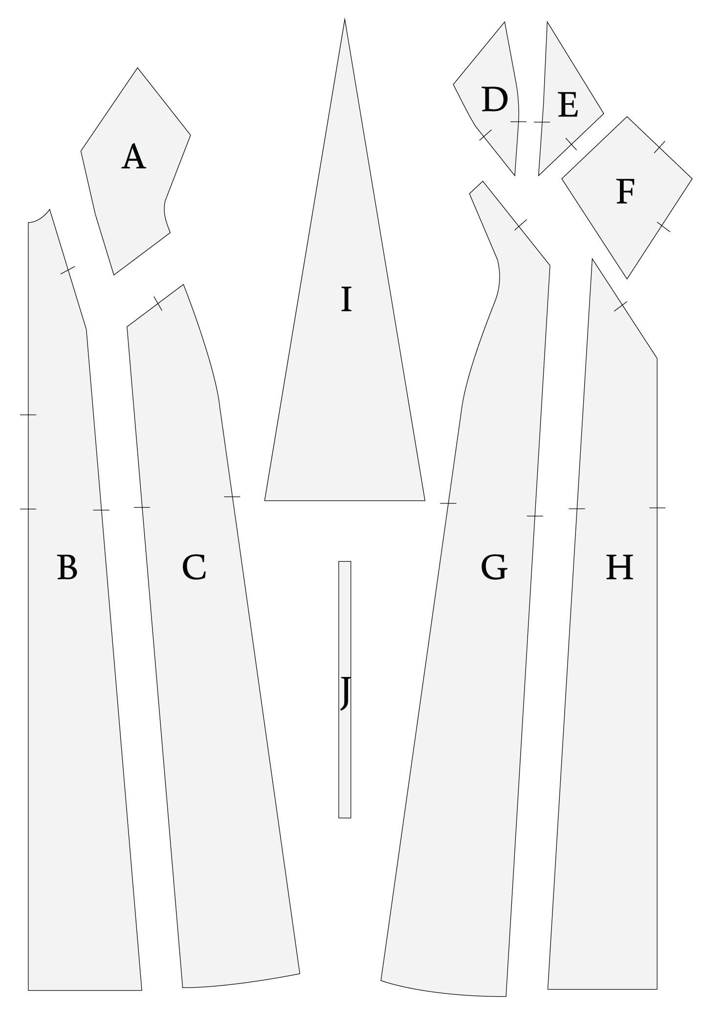 Rosolite Négligée Gown Free Sewing Pattern - Pattern Pieces - Mood Fabrics Sewciety Blog - Free Sewing Pattern MDF530
