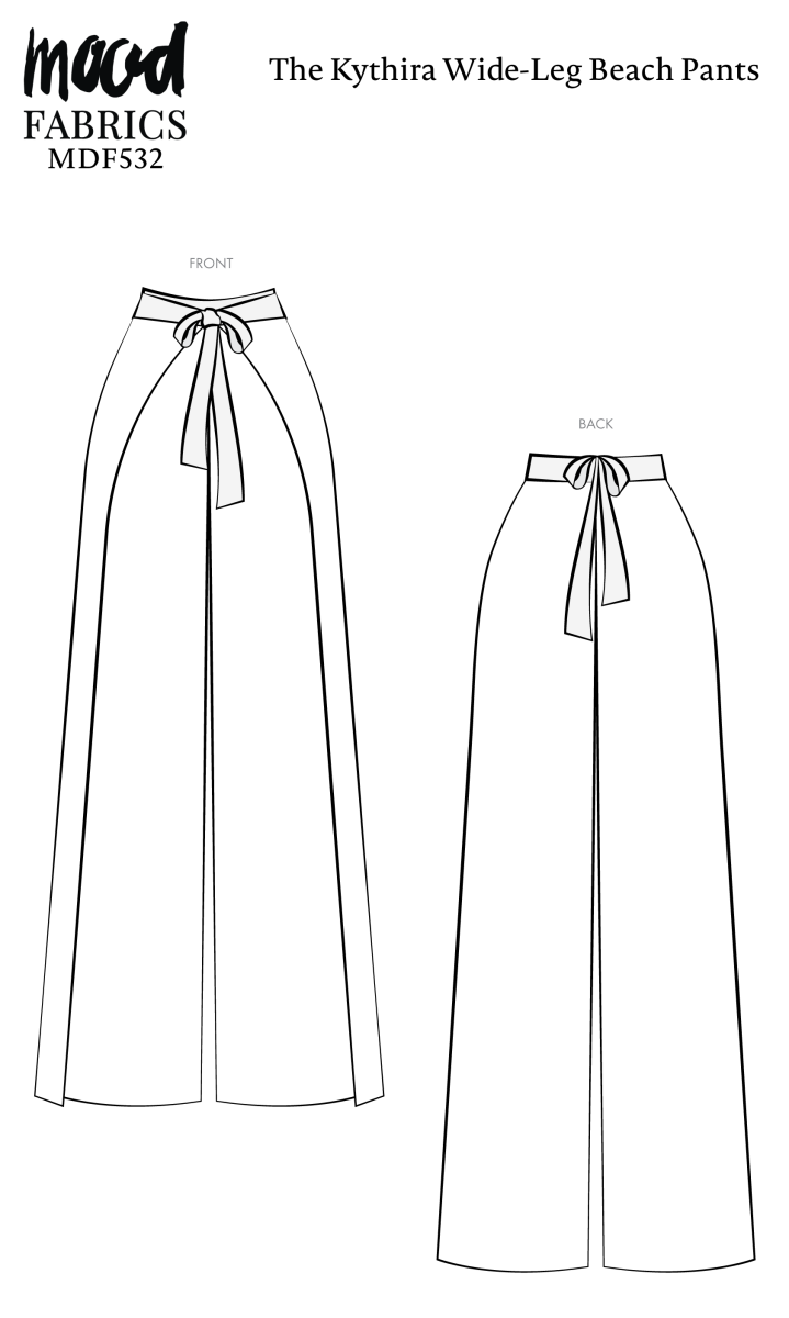Kythira Wide-Leg Beach Pants Free Sewing Pattern - Technical Drawings - Mood Fabrics Sewciety Blog - Free Sewing Pattern MDF532
