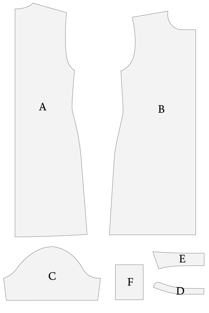 Drift Shirt Dress Cover Up Free Sewing Pattern - Pattern Pieces - Mood Fabrics Sewciety Blog - Free Sewing Pattern MDF534
