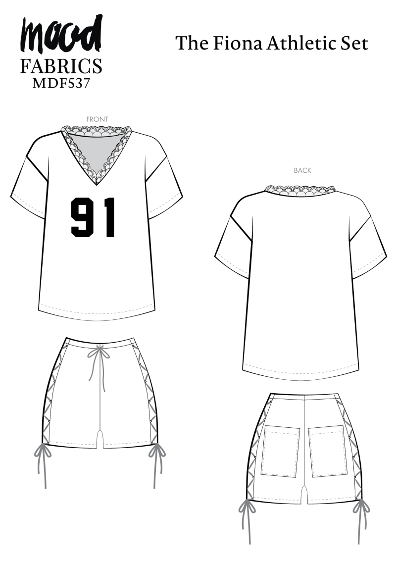 Fiona Athletic Set Free Sewing Pattern - Technical Drawings - Mood Fabrics Sewciety Blog - Free Sewing Pattern MDF537