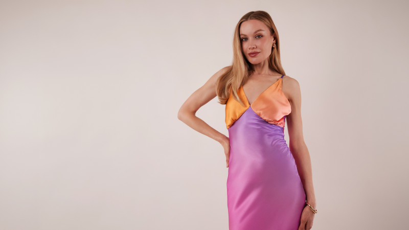 Alexandrite Sunset Silk Charmeuse Dress Free Sewing Pattern - Model Photos - Mood Fabrics Sewciety Blog - Free Sewing Pattern MDF529