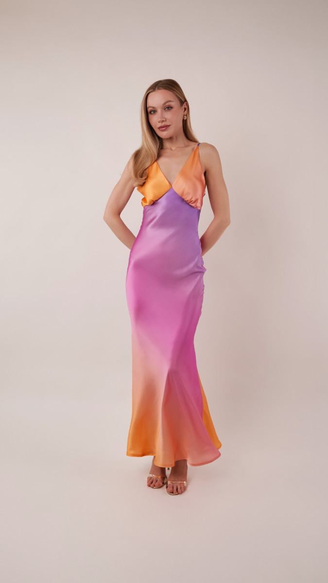 Alexandrite Sunset Silk Charmeuse Dress Free Sewing Pattern - Model Photos - Mood Fabrics Sewciety Blog - Free Sewing Pattern MDF529
