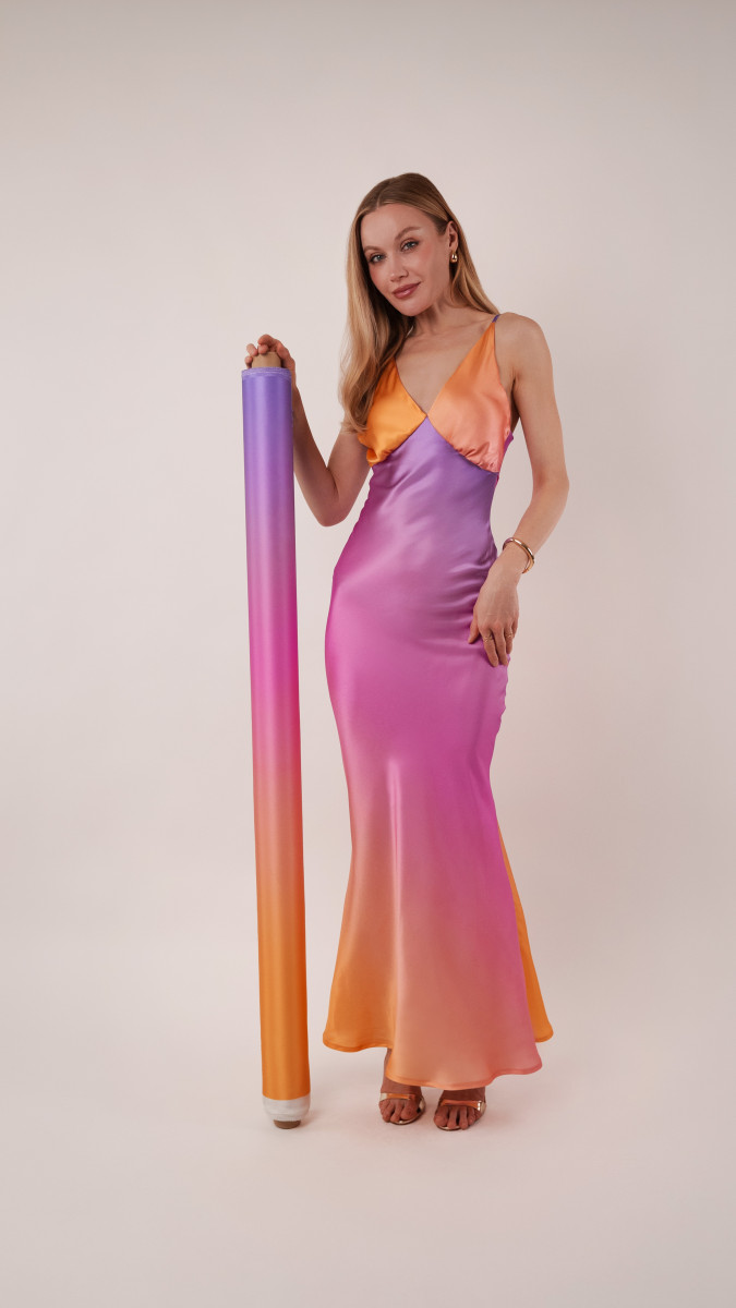 Alexandrite Sunset Silk Charmeuse Dress Free Sewing Pattern - Model Photos - Mood Fabrics Sewciety Blog - Free Sewing Pattern MDF529