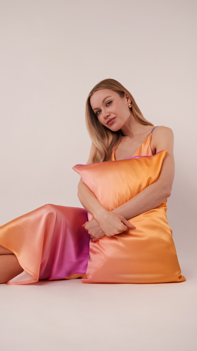 Alexandrite Sunset Silk Charmeuse Dress Free Sewing Pattern - Model Photos - Mood Fabrics Sewciety Blog - Free Sewing Pattern MDF529