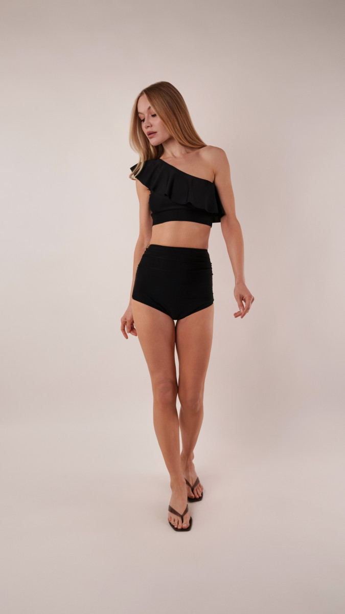 Antikythera One-Shoulder Bikini Free Sewing Pattern - Model Photos - Mood Fabrics Sewciety Blog - Free Sewing Pattern MDF531