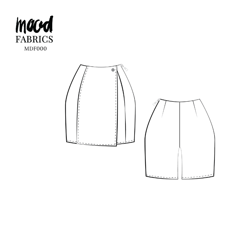 Technical Drawing for Biarritz Skort - perfect for Free Summer Vacation Capsule Wardrobe Pattern Sewing Project Ideas. Free Sewing Pattern PDF from Mood Fabrics Sewciety Blog.