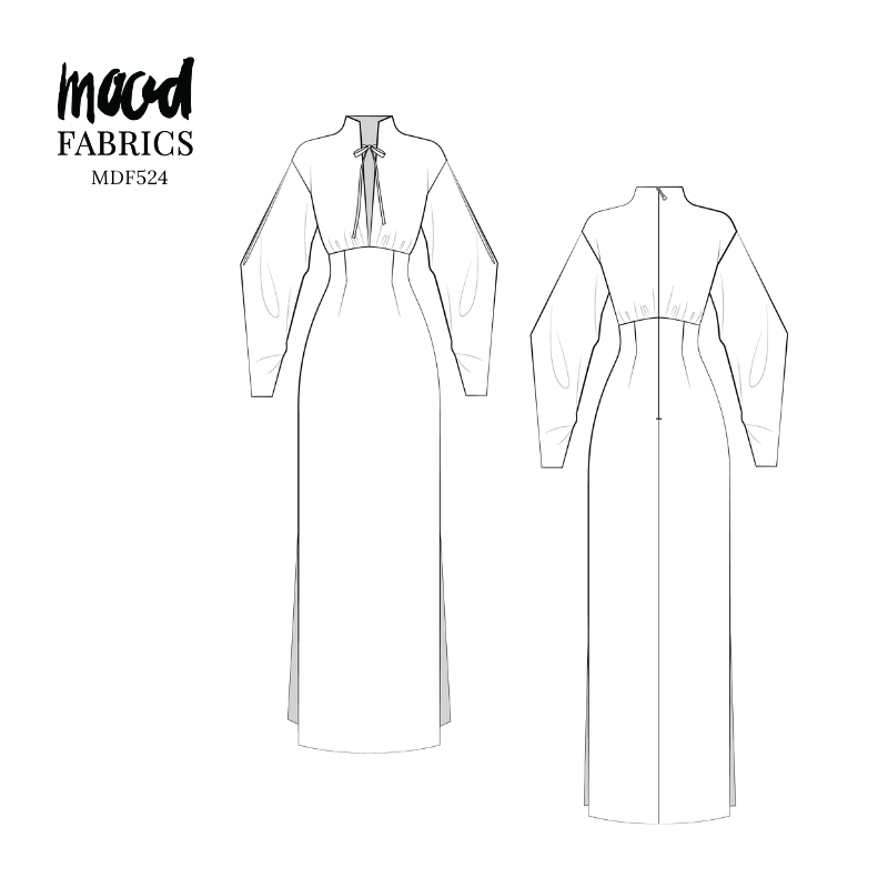 Technical Drawing for Boca Resort Dress - perfect for Free Summer Vacation Capsule Wardrobe Pattern Sewing Project Ideas. Free Sewing Pattern PDF from Mood Fabrics Sewciety Blog.