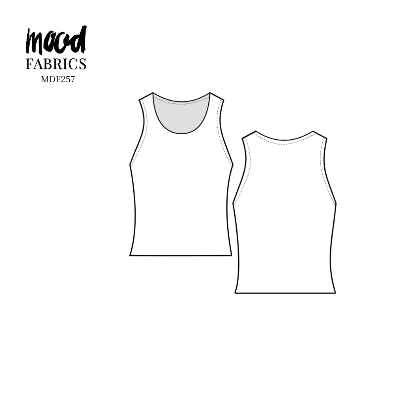 Technical Drawing for Sylvan Tank - perfect for Free Summer Vacation Capsule Wardrobe Pattern Sewing Project Ideas. Free Sewing Pattern PDF from Mood Fabrics Sewciety Blog.