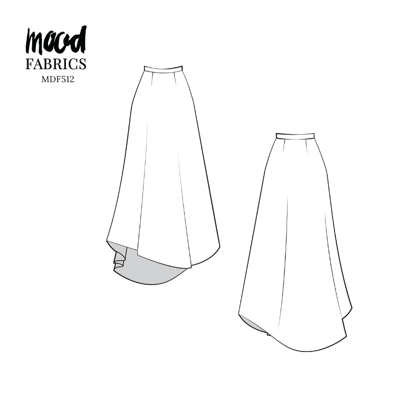 Summer Vacation Capsule Wardrobe Pattern Idea - Taiga Trapeze Skirt Technical Drawing - Free PDF Download - MDF512 | Mood Fabrics Sewciety Blog
