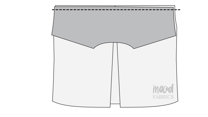 How To Sew Back Yoke Top Back - Organic Cotton Twill - Mood Fabrics - Kalla Ensemble Free Sewing Pattern Tutorial - MDF346 - Mood Fabrics Sewciety Blog - Sew the yoke to the top back, right sides together.
