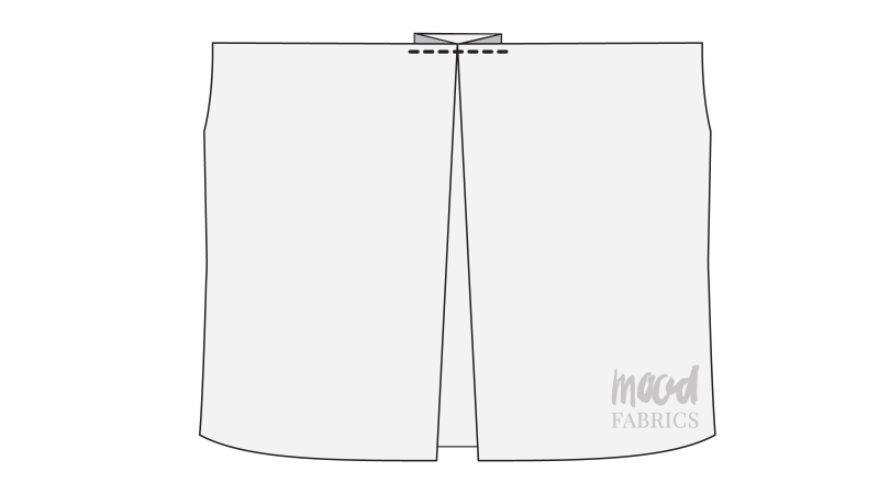 How To Topstitch Back Yoke Notches - Organic Cotton Twill - Mood Fabrics - Kalla Ensemble Free Sewing Pattern Tutorial - MDF346 - Mood Fabrics Sewciety Blog - Topstitch over the notches and press.