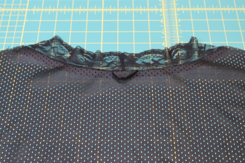 How To Sew Back Collar Back Neckline - Stretch Lace Trim - Fiona Athletic Set - MDF537 - Mood Fabrics Sewciety Blog