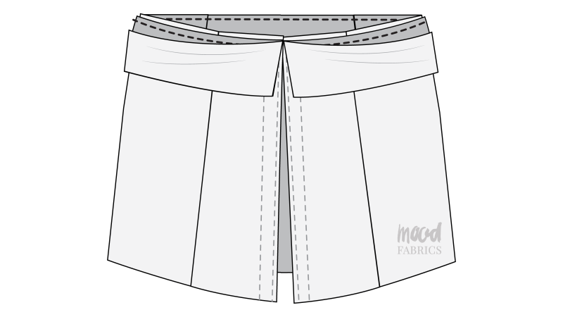 How To Sew Waistband Skirt Waistline - Organic Cotton Twill - Mood Fabrics - Kalla Ensemble Free Sewing Pattern Tutorial - MDF346 - Mood Fabrics Sewciety Blog - Sew one of the raw edges of the waistband to the waistline of the skirt.