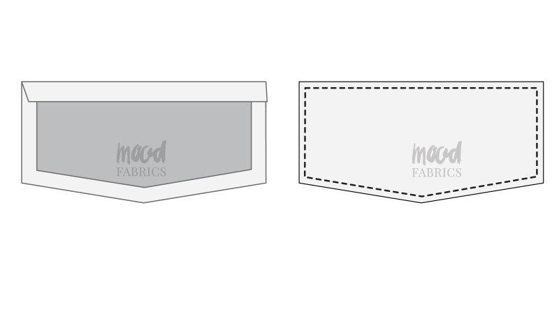 How To Fold Pocket Flap Edges - Organic Cotton Twill - Mood Fabrics - Kalla Ensemble Free Sewing Pattern Tutorial - MDF346 - Mood Fabrics Sewciety Blog - Press and sew a fold into all the edges of the pocket flaps.