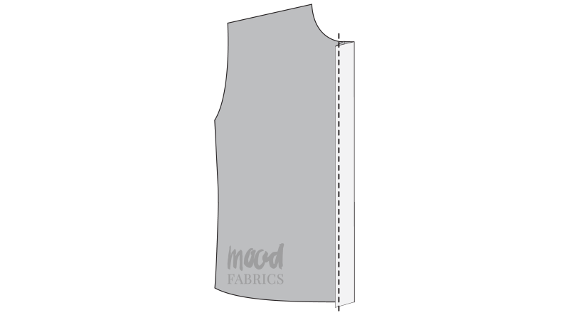 How To Fold Button Placket Back Fold - Organic Cotton Twill - Mood Fabrics - Kalla Ensemble Free Sewing Pattern Tutorial - MDF346 - Mood Fabrics Sewciety Blog - Fold the back of the button placket toward the wrong side of the fabric.