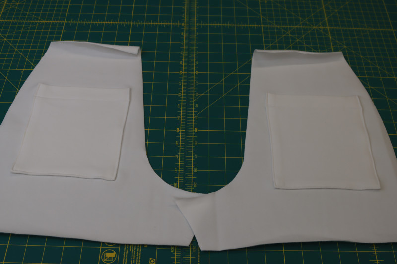 How To Topstitch Back Pockets Shorts Backs - Gutermann Sew All Thread - Mood Fabrics - Fiona Athletic Set Free Sewing Pattern Tutorial - MDF537 - Mood Fabrics Sewciety Blog - Topstitch the back pockets to the backs of the shorts.
