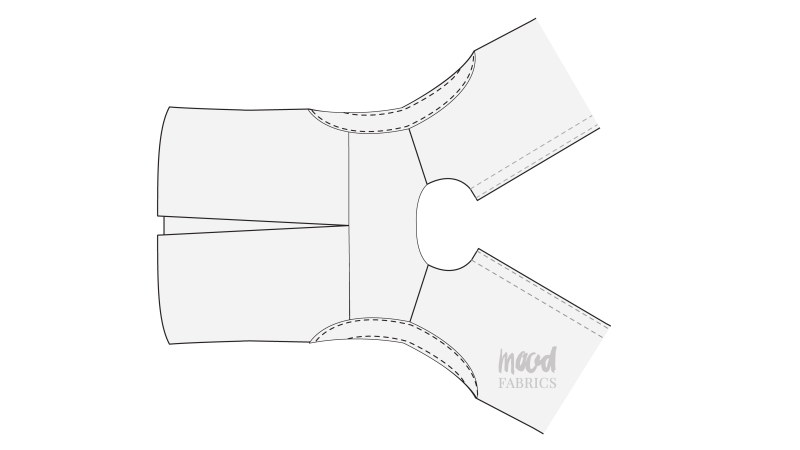 How To Flip Armscye Facings Top - Organic Cotton Twill - Mood Fabrics - Kalla Ensemble Free Sewing Pattern Tutorial - MDF346 - Mood Fabrics Sewciety Blog - Flip the armscye facings to the right side of the top then topstitch.