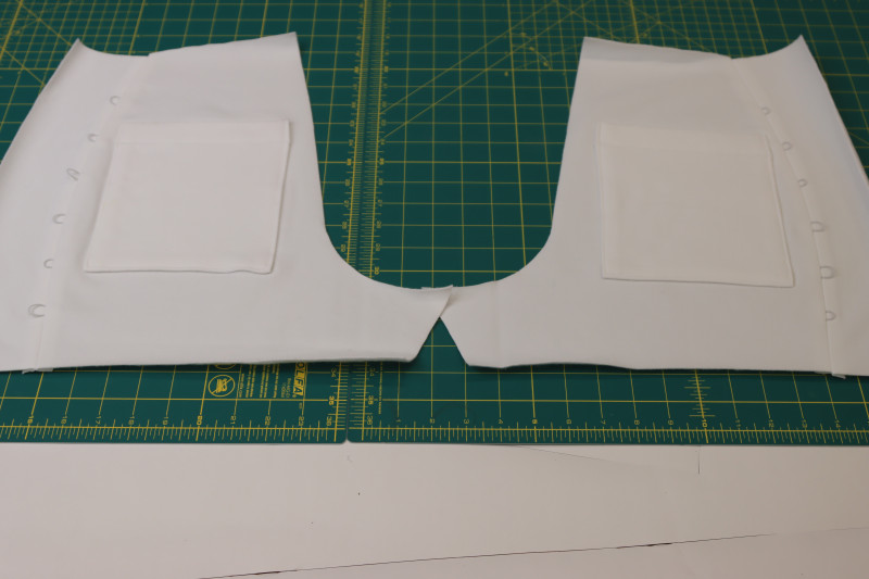 How To Sew Both Back Sides - Fleece Backed Stretch Cotton Knit - Mood Fabrics - Fiona Athletic Set Free Sewing Pattern Tutorial - MDF537 - Mood Fabrics Sewciety Blog - Repeat for both sides of the backs of the shorts.