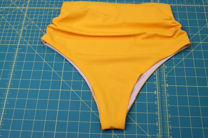 How To Sew Opposite Leg Hole - UV Protective Swimwear Tricot - Mood Fabrics - Amber Two Piece Cheeky Swimsuit Free Sewing Pattern Tutorial - MDF540 - Mood Fabrics Sewciety Blog - Sew around the opposite leg hole.