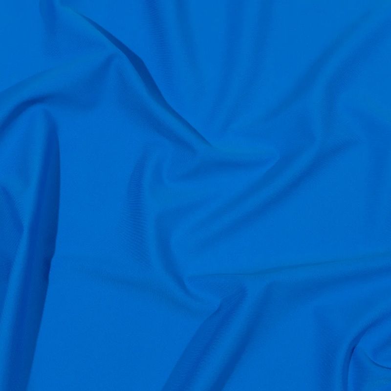 Recycled Swimwear Tricot, UV Protective - Blue - Santorini Plus Collection fabric perfect for Free Swimsuit Sewing Projects such as the Azure Tankini Skirt Set Drift Shirt Dress Cover Up Sewing Pattern free PDF download from Mood Fabrics Sewciety Blog.
