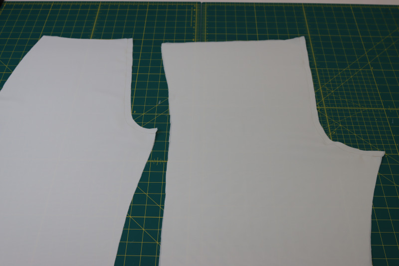 How To Pin Sew Outer Crotch Seams - White Polyester Double Georgette - Mood Fabrics - Ojai Reversive Wide Leg Pants Free Sewing Pattern Tutorial - MDF545 - Mood Fabrics Sewciety Blog - Pin and sew the outer crotch seams.