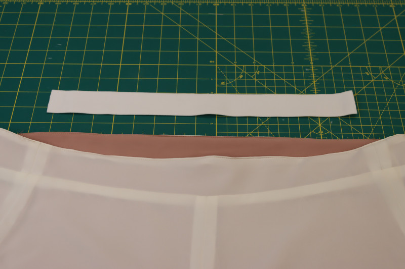 How To Cut Elastic Waistband - 1.5 Inch Waistband Elastic - Mood Fabrics - Ojai Reversive Wide Leg Pants Free Sewing Pattern Tutorial - MDF545 - Mood Fabrics Sewciety Blog - Cut your elastic waistband.