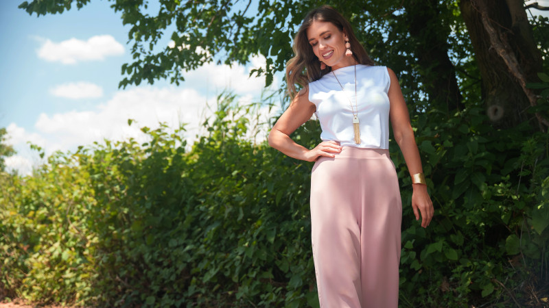 Ojai Reversible Wide-Leg Pants Free Sewing Pattern - Model Photos - Mood Fabrics Sewciety Blog - Free Sewing Pattern MDF545