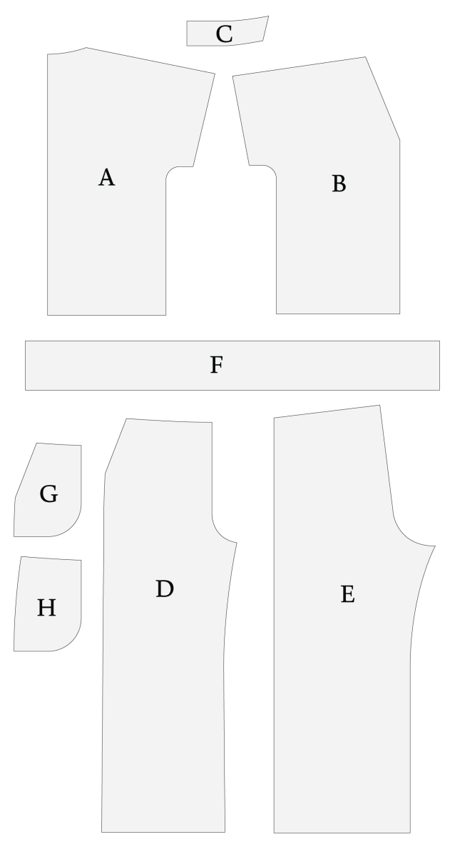 Matrix Shawl Collar Ensemble Free Sewing Pattern - Pattern Pieces - Mood Fabrics Sewciety Blog - Free Sewing Pattern MDF543