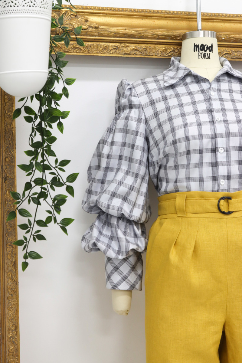 long sleeve free sewing pattern in cotton shirting