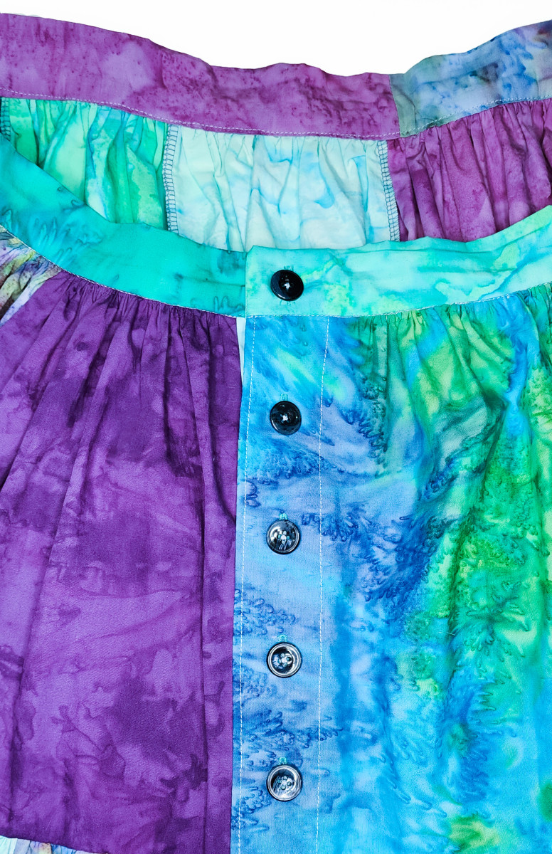Finishing the skirt and button placket