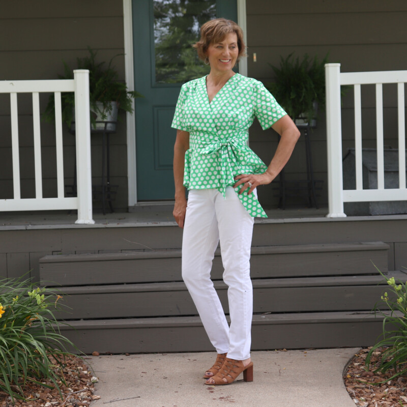 Mood Fabrics' polka dot poplin used to make McCall's 7892