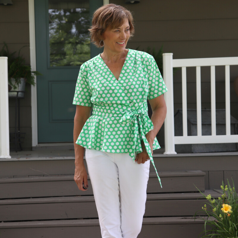 Green polka dot poplin from Mood Fabrics is the perfect fabric for summer sewing